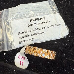 Trendy Moments Gold Plated Amber Topaz Ring